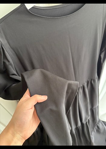 Uzun Kollu Siyah Fırfırlı Uzun Elbise - Görsel 5