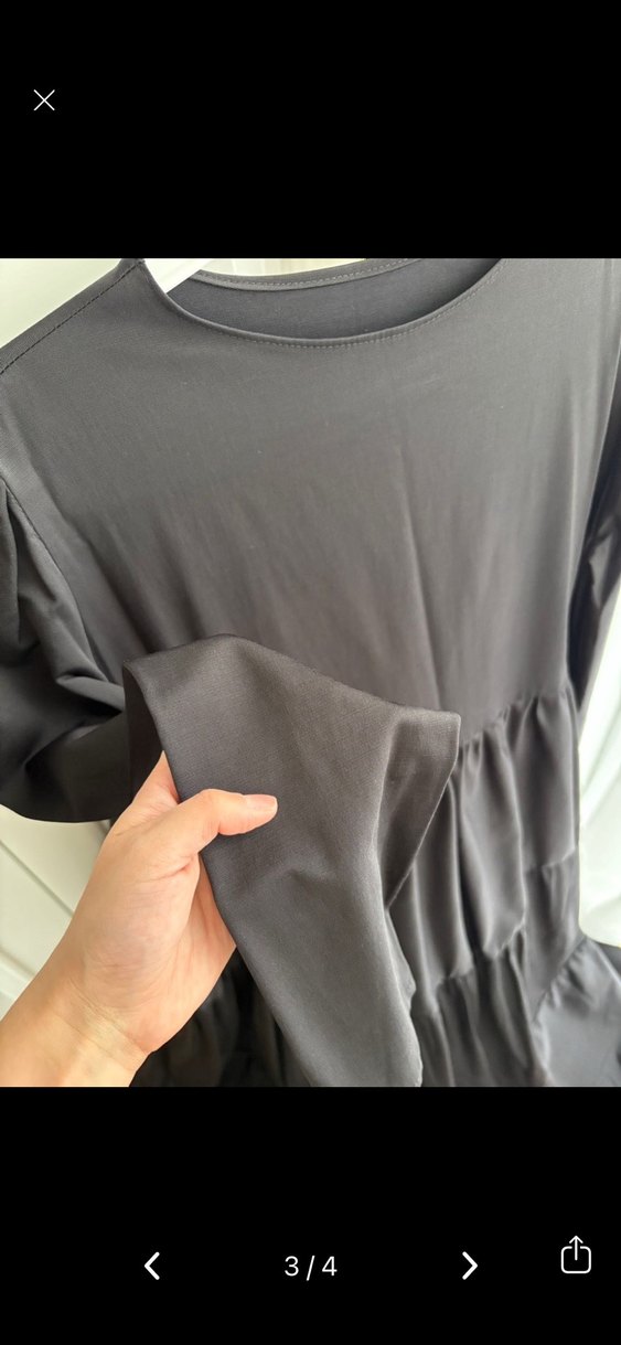 Uzun Kollu Siyah Fırfırlı Uzun Elbise - Görsel 5