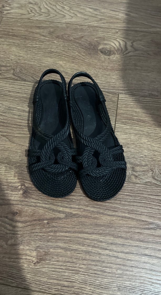 Kadın Siyah örgü Sandalet - Görsel 4