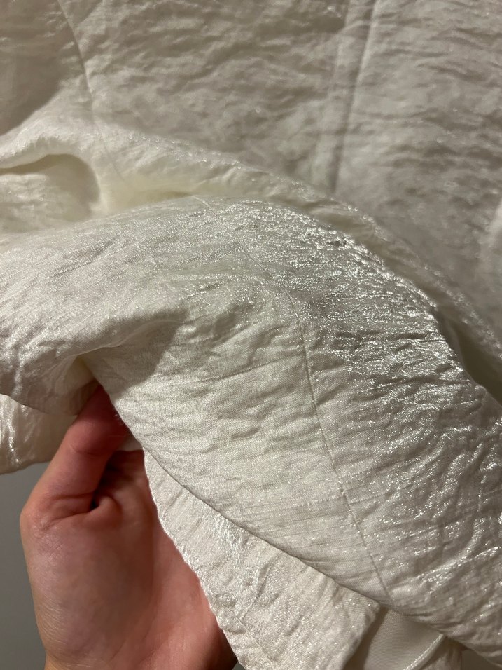 Parlak beyaz blazer ceket dis giyim vatkali verev ceket - Görsel 4