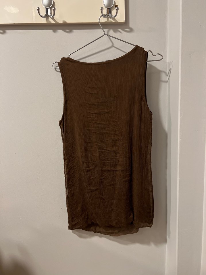 Patrizia dini kahverengi sifon gold altin pullu bluz ust yazlik - Görsel 4