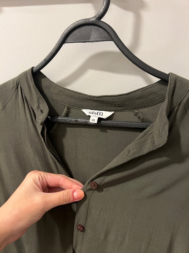 Uzun Kesim, V Yaka, Pilili yesi haki Elbise - Görsel 2