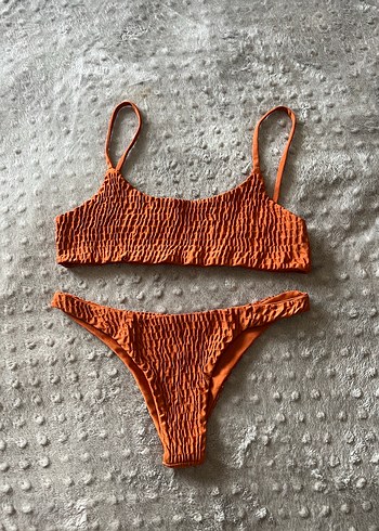 Turuncu İnce Askılı Bikini Takımı