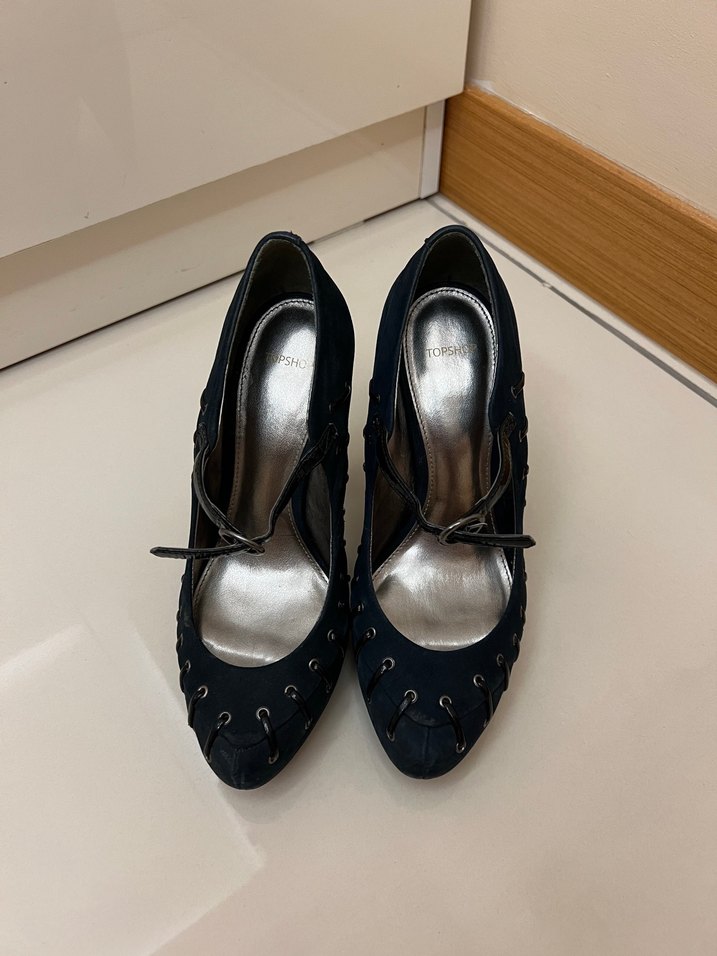 Topshop lacivert zimba detayli platform kalin topuklu ayakkabi - Görsel 2