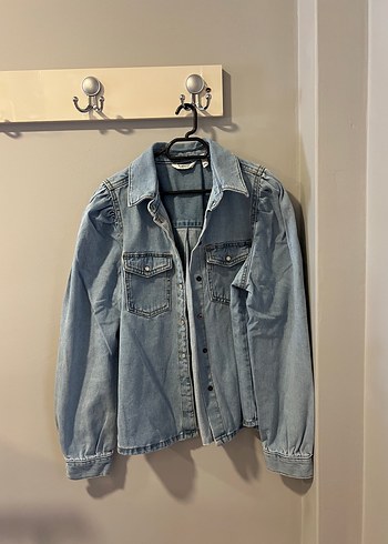 Düğmeli Mavi Kadın Kot Ceket denim