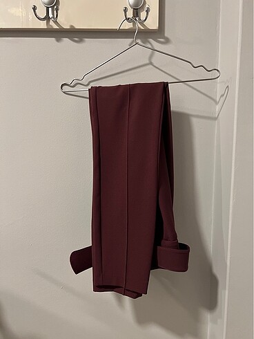 s Beden bordo Renk Twist murdum bordo kemerli skinny pantalon alt giyim tayt
