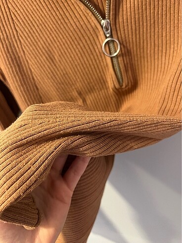 s Beden camel Renk H&M taba camel bej fermuarli triko bluz ust giyim kazak