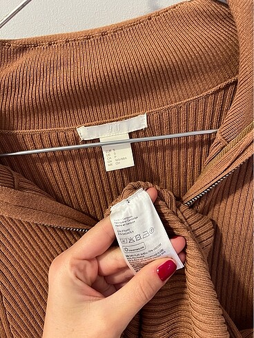 H&M H&M taba camel bej fermuarli triko bluz ust giyim kazak