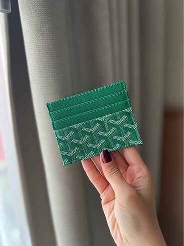 Maison goyard logolu yesil kartlik kadin aksesuar cuzdan canta