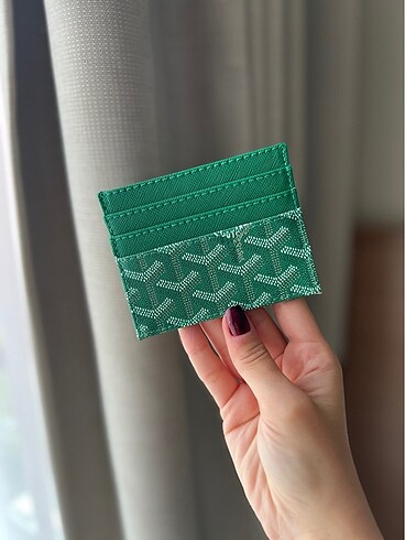 Maison Goyard Maison goyard logolu yesil kartlik kadin aksesuar cuzdan canta