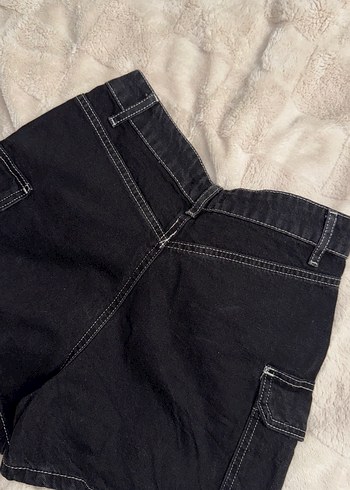 Siyah Salaş Mini Kot Şort - Görsel 6