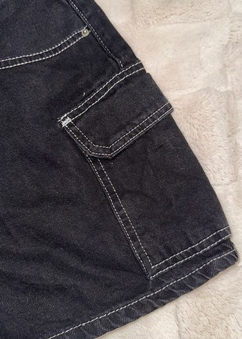 Siyah Salaş Mini Kot Şort - Görsel 5