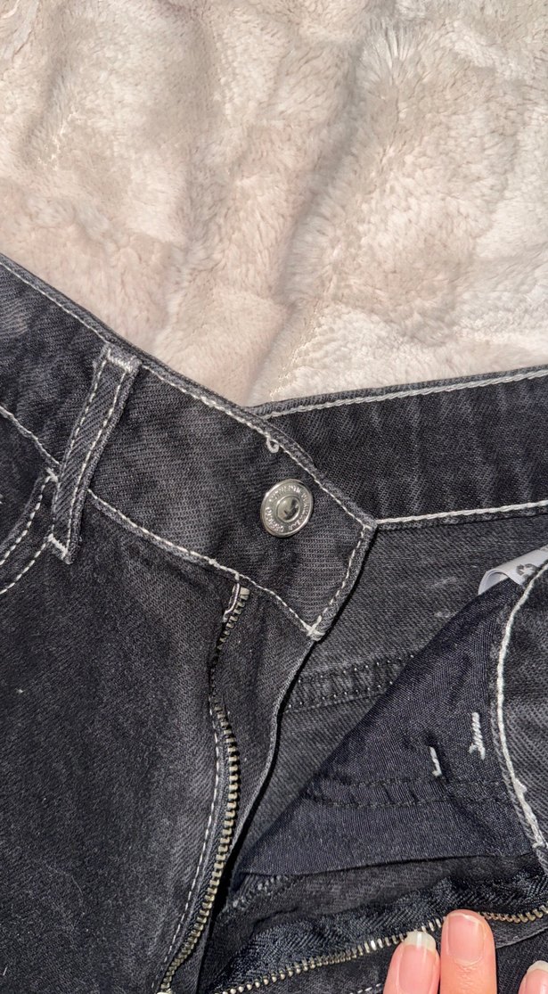 Siyah Salaş Mini Kot Şort - Görsel 2