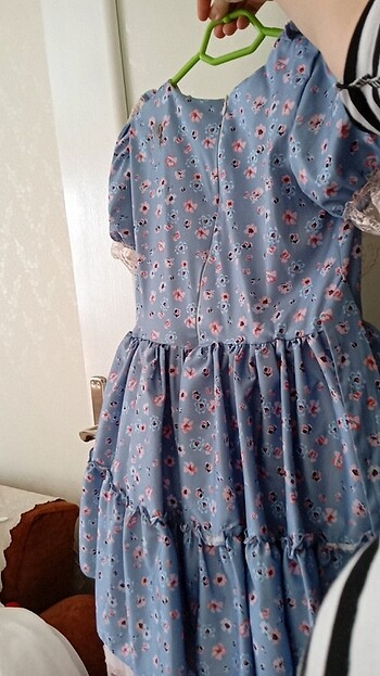 8 Yaş Beden mavi Renk Kız çocuğu elbise 