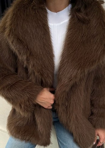 Melike Tatar Kahverengi Kürk  Kadın Ceket - Görsel 2