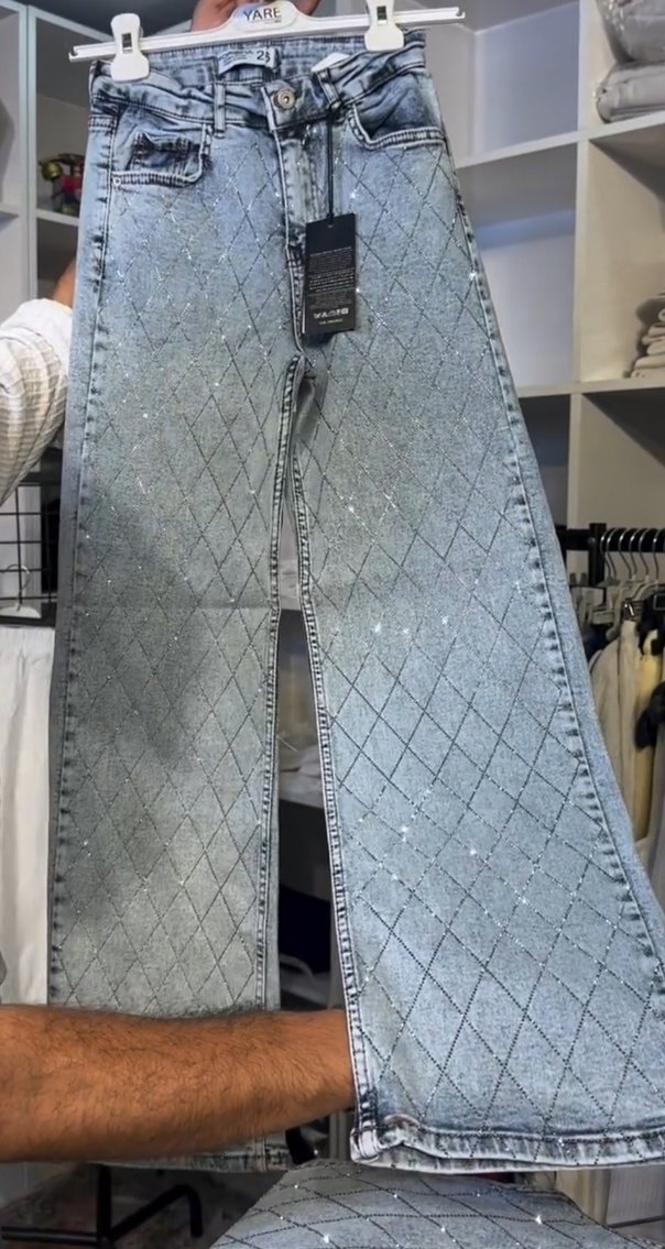 Taşlı kot pantolon - Görsel 2