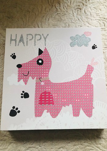 Amerika'dan Mutlu Pembe Köpek Temalı Tablo