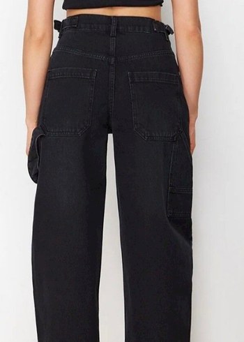Trendyol Siyah Rahat Kesim Baggy Kadın Kot Pantolon - Görsel 3