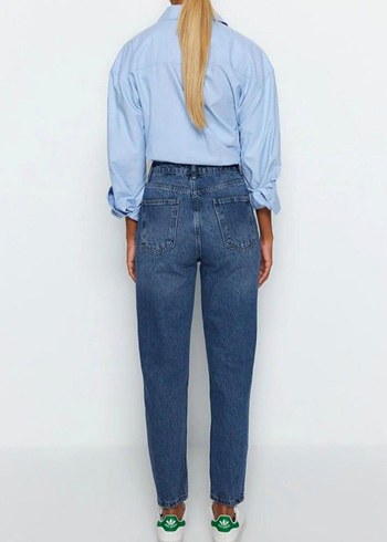 Trendyol Mavi Mom Jeans Kadın Kot pantolon - Görsel 2