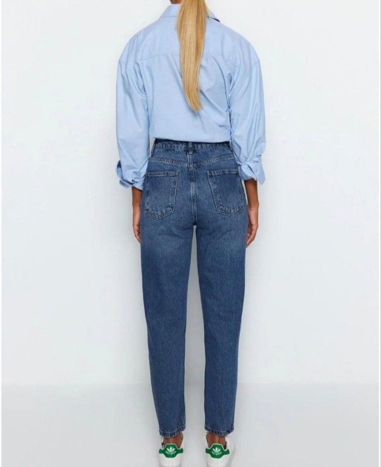 Trendyol Mavi Mom Jeans Kadın Kot pantolon - Görsel 2