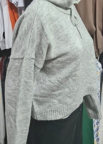 Gri Rahat Kesim Fabrika Kazak - Görsel 6