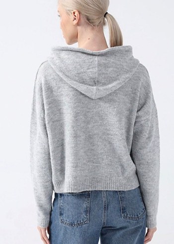 Gri Rahat Kesim Fabrika Kazak - Görsel 3