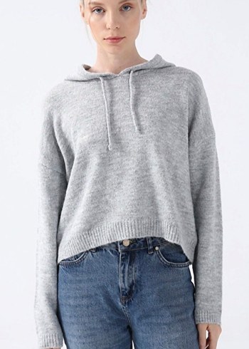 Gri Rahat Kesim Fabrika Kazak - Görsel 4