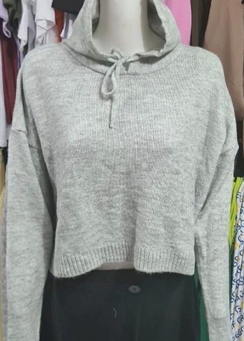 Gri Rahat Kesim Fabrika Kazak - Görsel 5