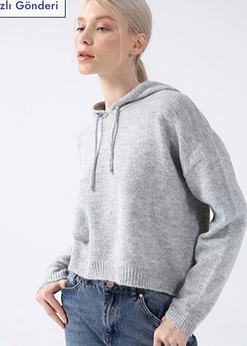 Gri Rahat Kesim Fabrika Kazak - Görsel 2