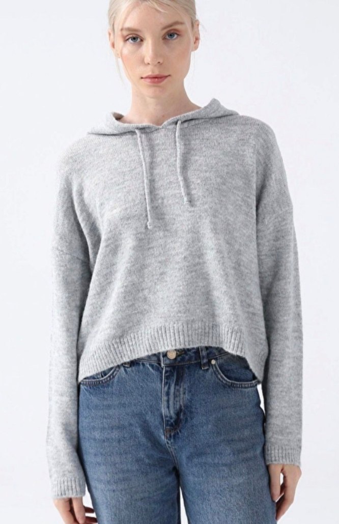 Gri Rahat Kesim Fabrika Kazak - Görsel 4