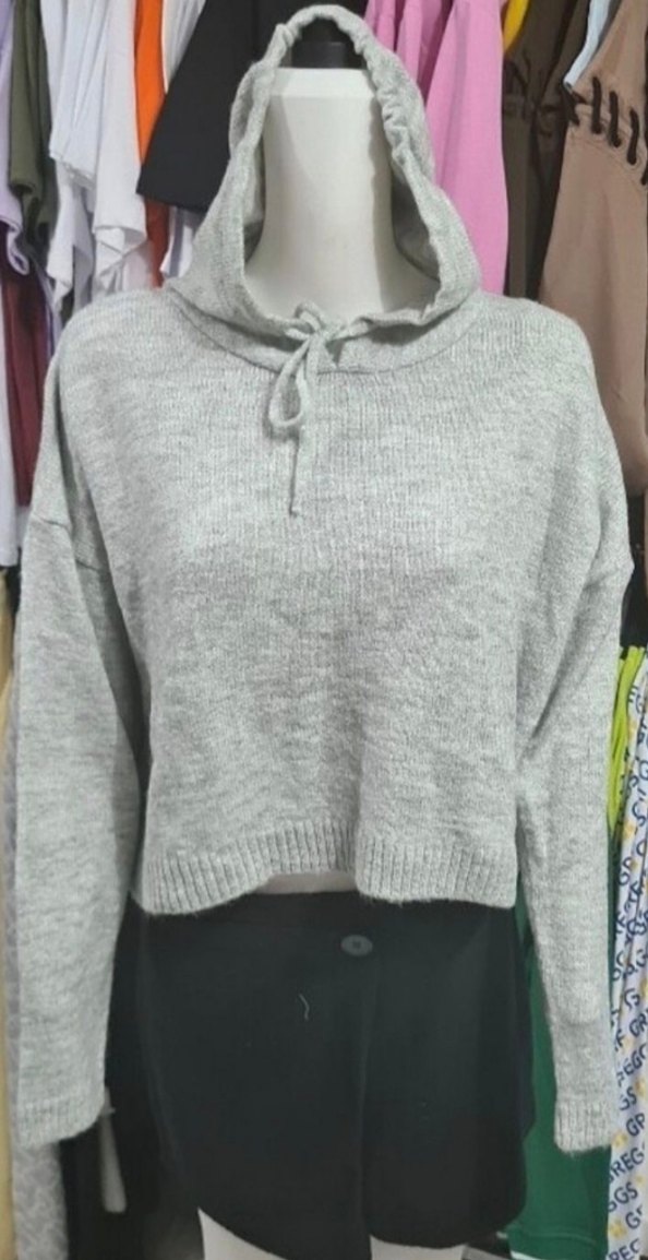 Gri Rahat Kesim Fabrika Kazak - Görsel 5