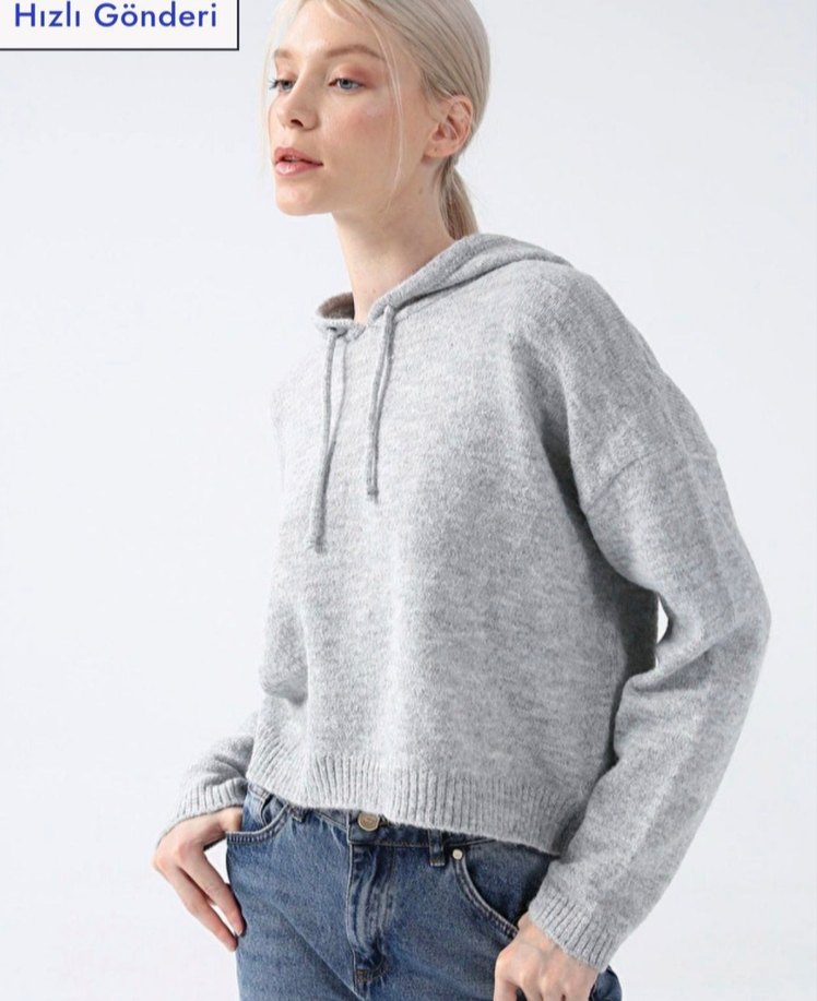 Gri Rahat Kesim Fabrika Kazak - Görsel 2