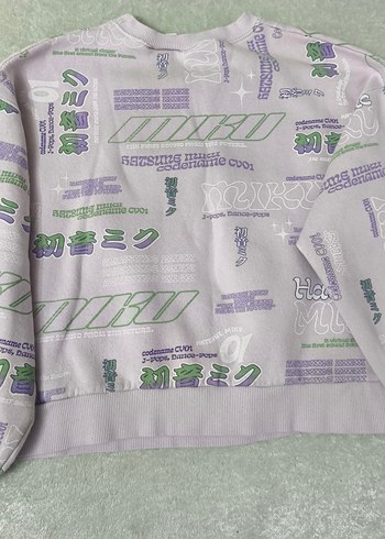 Zara Kız Çocuk Miku Baskılı Gri Sweatshirt - Görsel 4