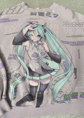 Zara Kız Çocuk Miku Baskılı Gri Sweatshirt - Görsel 3