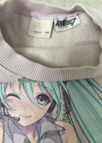 Zara Kız Çocuk Miku Baskılı Gri Sweatshirt - Görsel 5