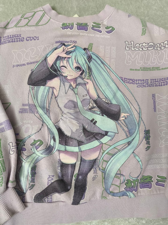 Zara Kız Çocuk Miku Baskılı Gri Sweatshirt - Görsel 3