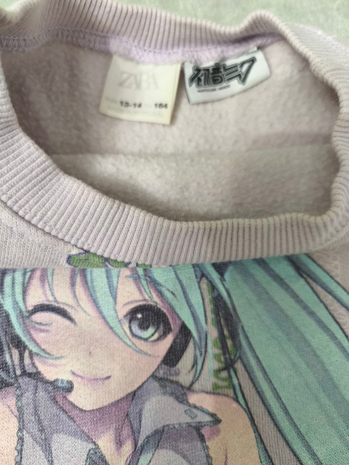 Zara Kız Çocuk Miku Baskılı Gri Sweatshirt - Görsel 5