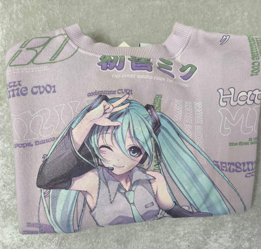 Zara Kız Çocuk Miku Baskılı Gri Sweatshirt - Görsel 2