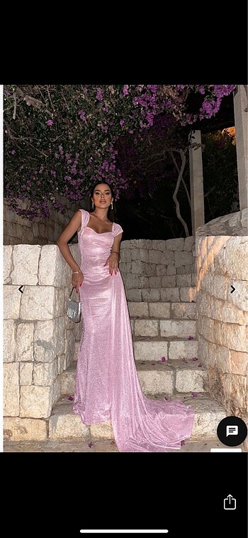 Pembe simli elbise