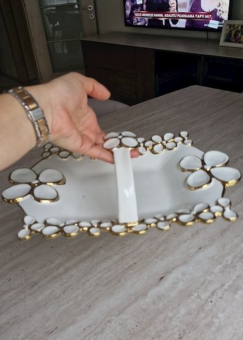 Beyaz Altın Detaylı Çiçekli Kaşıklık - Görsel 5