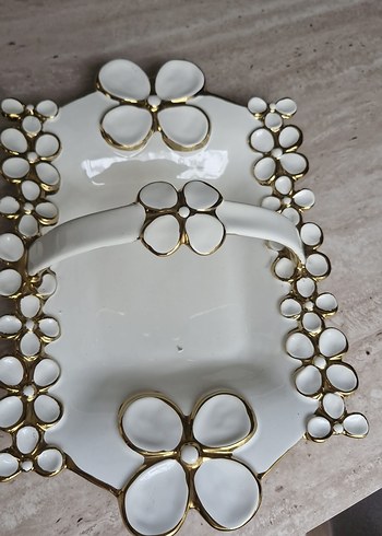 Beyaz Altın Detaylı Çiçekli Kaşıklık - Görsel 2