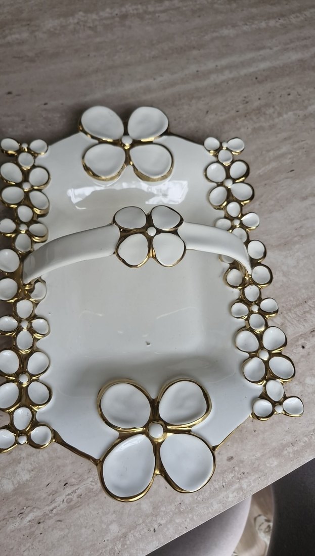 Beyaz Altın Detaylı Çiçekli Kaşıklık - Görsel 2