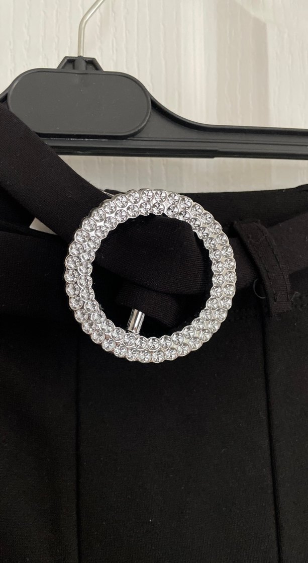 Siyah Kemerli İspanyol Paça Pantolon - Görsel 3