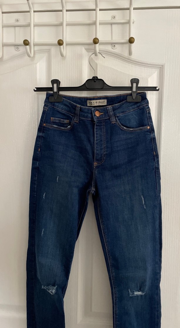 Kadın Lacivert Dar Kesim Midi Denim Pantolon - Görsel 3