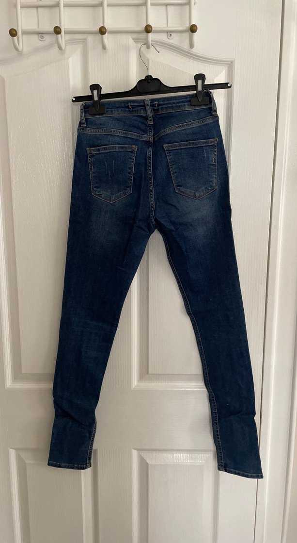 Kadın Mavi Dar Kesim Denim Pantolon - Görsel 4