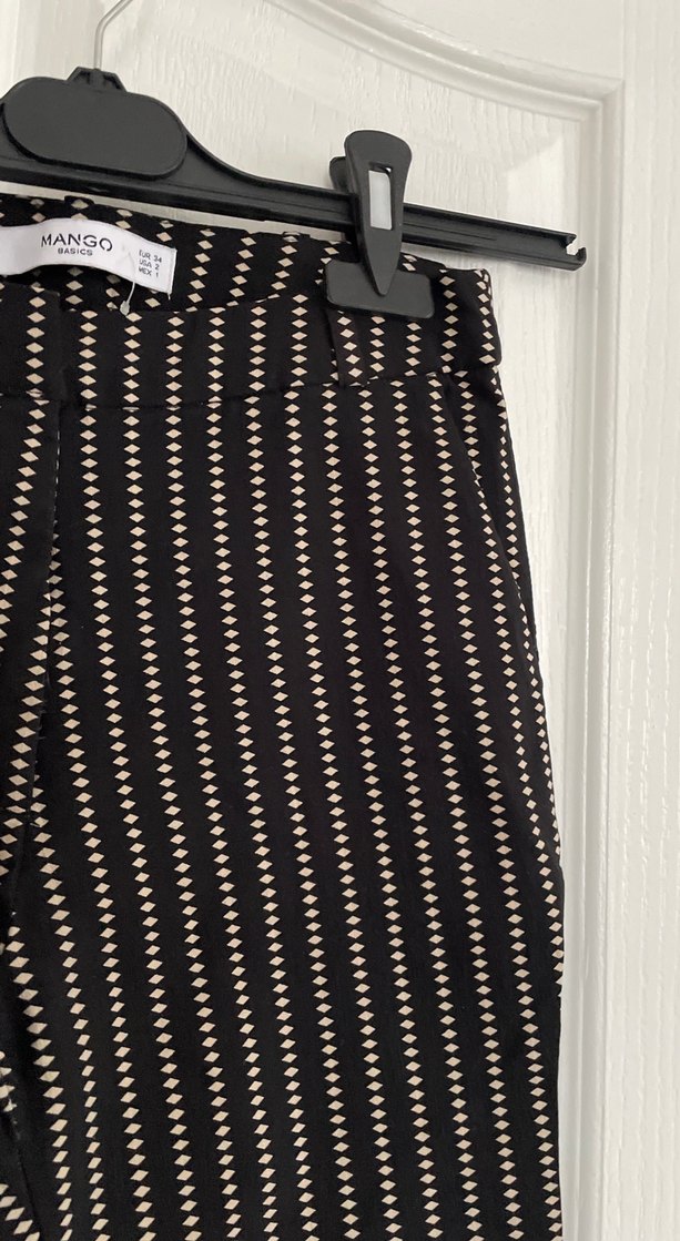 Mango Kadın Siyah desenli Kumaş Pantolon - Görsel 4