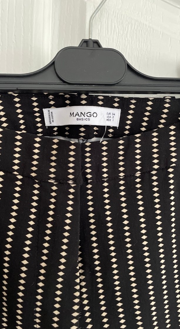 Mango Kadın Siyah desenli Kumaş Pantolon - Görsel 2