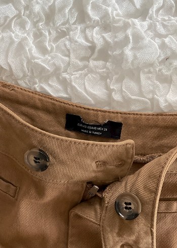 Taba renk yüksek bel wide leg jean - Görsel 5