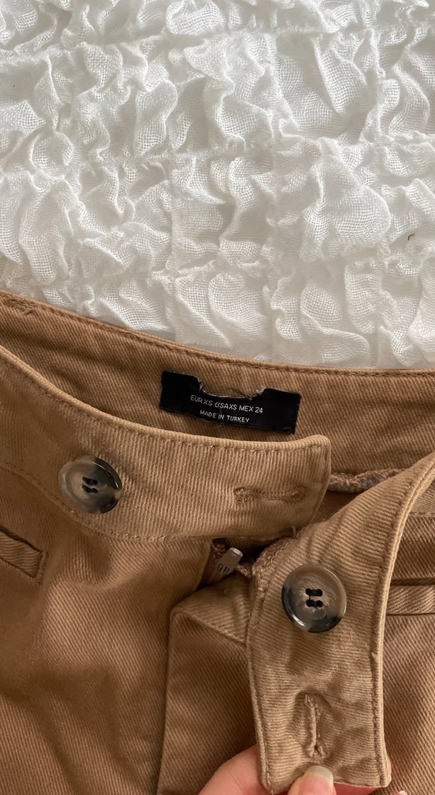 Taba renk yüksek bel wide leg jean - Görsel 5