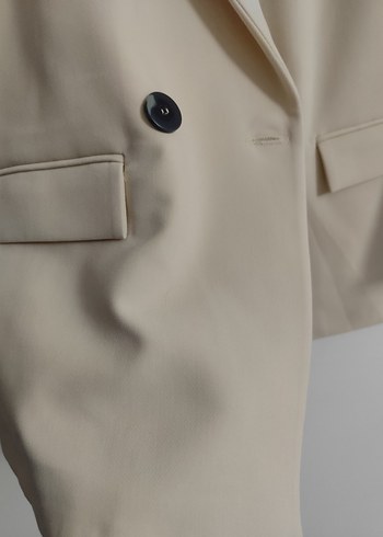 Bej Düğmeli Kadın Blazer Ceket - Görsel 2